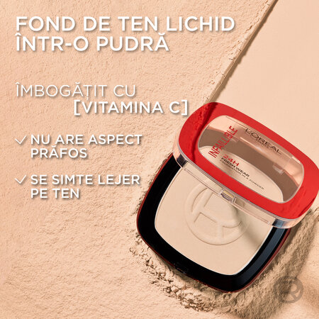 Pudra compacta Infaillible 180 Neutral Subton Neutru 24H Fresh Wear Powder, 9 g, LOreal 696056