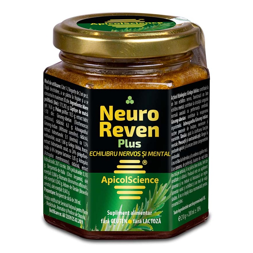 Miere poliflora Neuro Reven Plus, 200 ml, ApicolScience