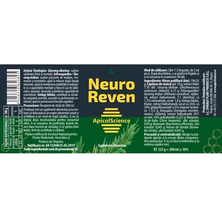 Miere poliflora Neuro Reven, 200 ml, ApicolScience 703903