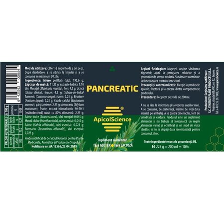 Miere poliflora Pancreatic, 200 ml, ApicolScience 703873