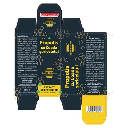 Extract glicerohidric Propolis cu Coada Soricelului, 30 ml, ApicolScience 703991