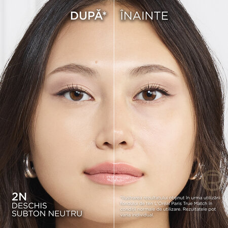 Fond de ten infuzat cu acid hialuronic  2.N Subton Neutru True Match, 30 ml, LOreal 696083
