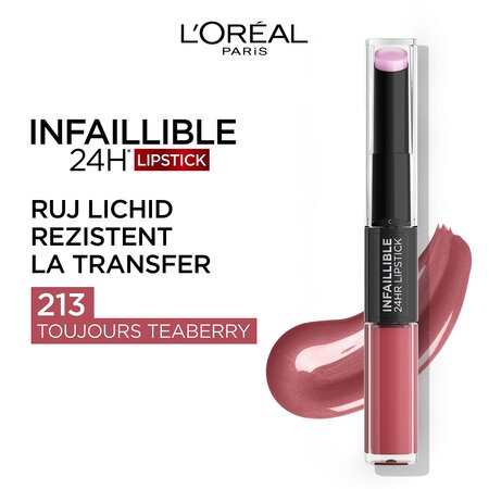 Ruj lichid rezistent la transfer Infaillible 24H 213 Toujours Teaberry, 5.6 ml, LOreal 555639