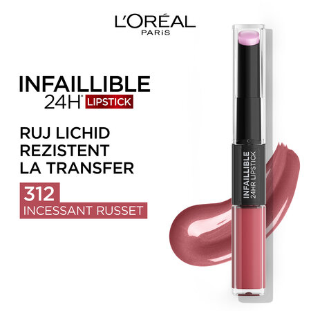 Ruj lichid rezistent la transfer Infaillible 24H 312 Incessant Russet, 5.6 ml, LOreal 555645