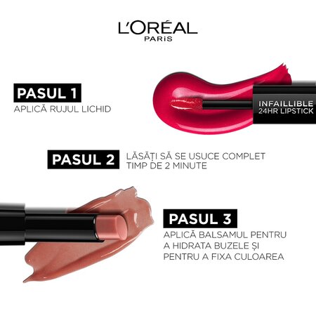 Ruj lichid rezistent la transfer Infaillible Long Lasting Parisian Nudes 801 Toujours Toffee, 5.6 ml, LOreal 555667