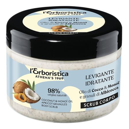 Exfoliant de corp cu ulei de cocos, monoi si granule de caise, 200 ml, L'Erboristica