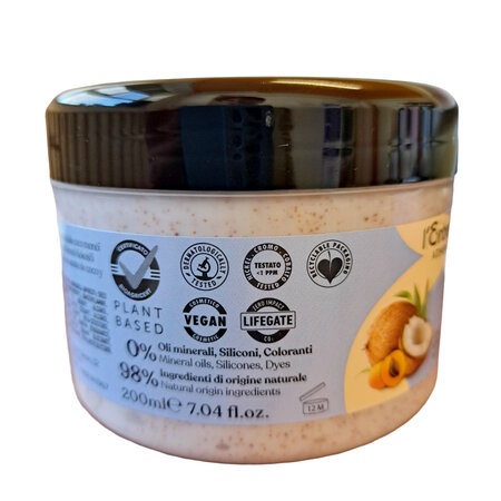 Exfoliant de corp cu ulei de cocos, monoi si granule de caise, 200 ml, L'Erboristica 710955