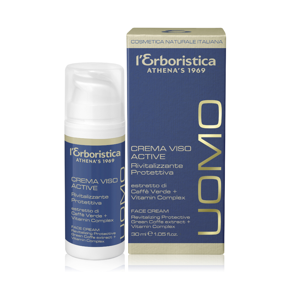 Crema vegana protectoare cu extract de cafea verde pentru barbati Uomo Active, 30 ml, L'Erboristica