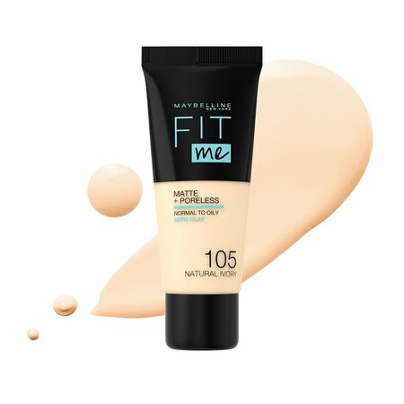Fond de ten mat Nuanta 105 Natural Ivory Fit Me, 30 ml, Maybelline 555450