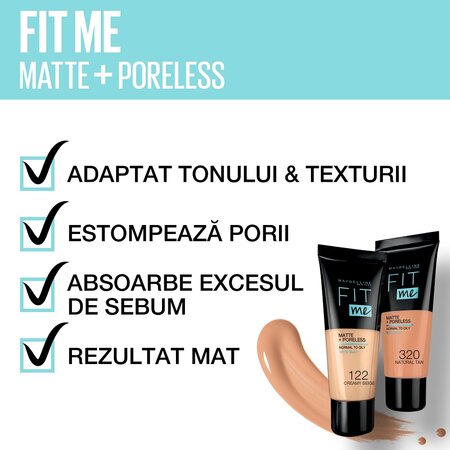 Fond de ten mat Nuanta 230 Natural Buff Fit Me, 30 ml, Maybelline 555462