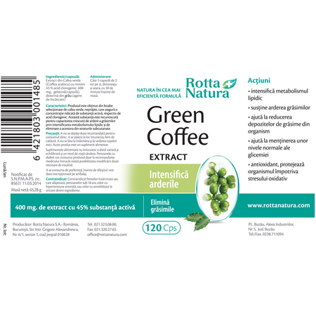 Green Coffee extract, 120 capsule, Rotta Natura 598178