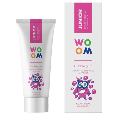Pasta de dinti cu aroma bubble gum Junior, 6+ ani, 50 ml, Woom