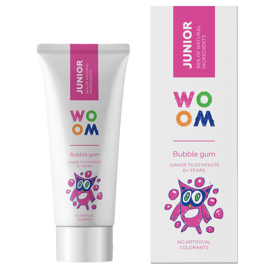 Pasta de dinti cu aroma bubble gum, 6+ ani, 50 ml, Woom