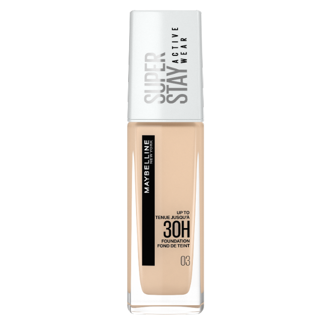 Fond de ten cu acoperire ridicata Nuanta 03 True Ivory SuperStay Active Wear, 30 ml, Maybelline