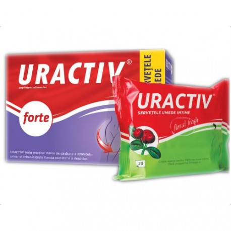 Pachet Uractiv, 10 capsule + Servetele umede intime, 20 bucati, Terapia