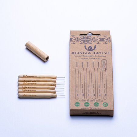 Periute interdentare din bambus cu capac, 0.6mm, 6 bucati, Gingia 607658
