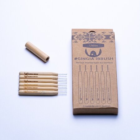 Periute interdentare din bambus cu capac, 1.1mm, 6 bucati, Gingia 607663