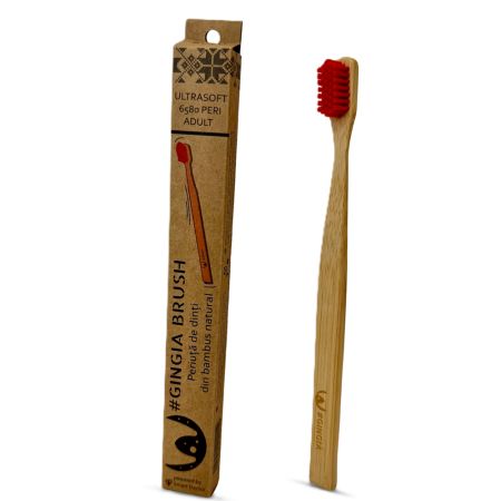 Periuta roz de dinti din bambus pentru 15+ ani, 6580 peri ultrasoft, 1 bucata, Gingia 664957