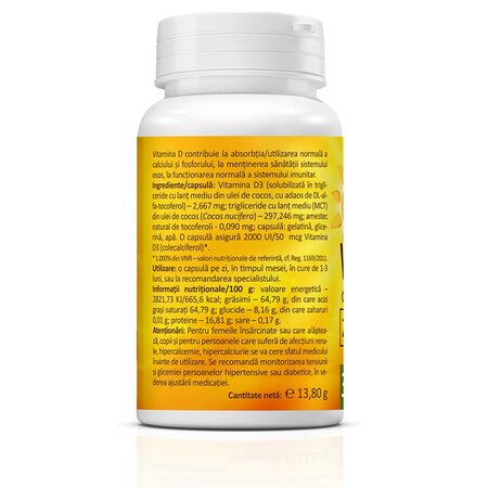 Super Vitamina D3, 2000 UI, 30 capsule moi, Zenyth 702395