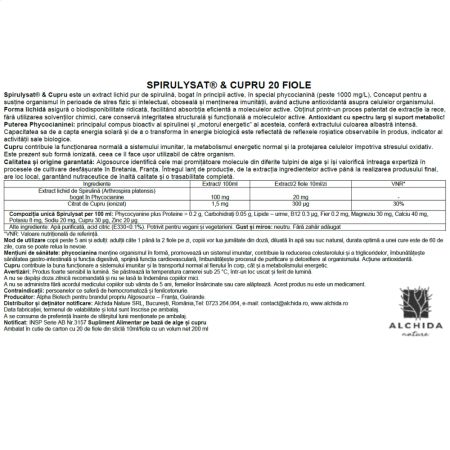 Spirulysat și cupru, 20 fiole, Algosource 706095