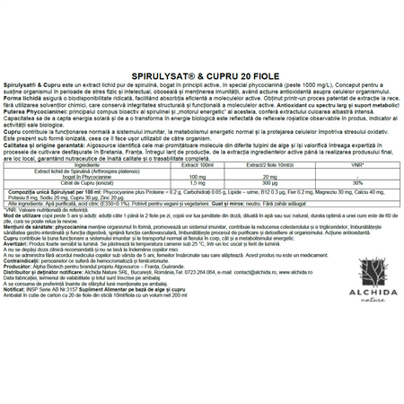 Spirulysat și cupru, 20 fiole, Algosource 706095