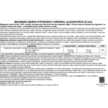 Magneziu marin hyposodic original, 20 fiole, Algosource 706087