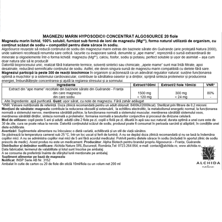 Magneziu marin hyposodic concentrat, 20 fiole, Algosource 706089