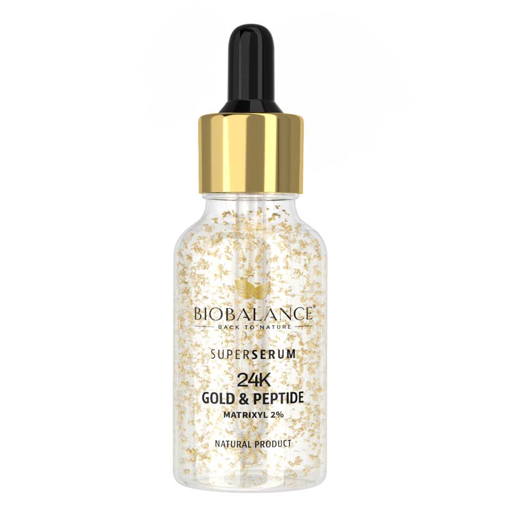 Super Serum 24K Gold & Peptide, cu Fulgi de Aur + Matrixyl 2%, 30 ml, Bio Balance