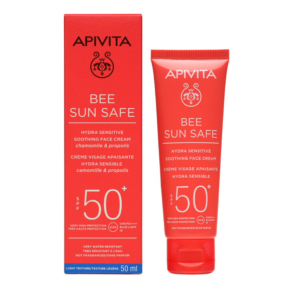 Crema pentru ten sensibil cu protectie solara SPF 50+ Bee Sun Safe, 50 ml, Apivita