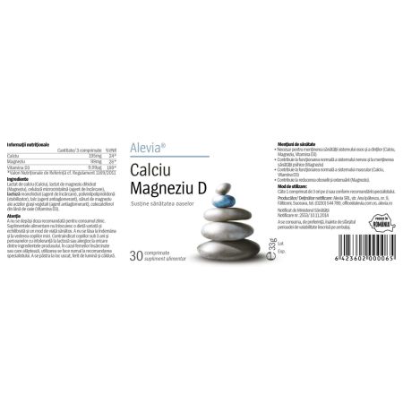 Calciu Magneziu D, 30 comprimate, Alevia 698635
