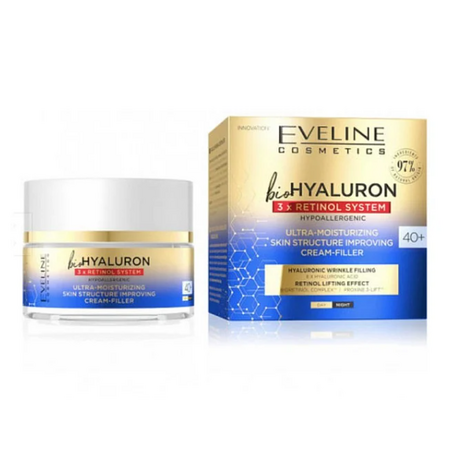 Crema hidratanta 40+ Bio Hyaluron 3 x Retinol System, 50 ml, Eveline Cosmetics