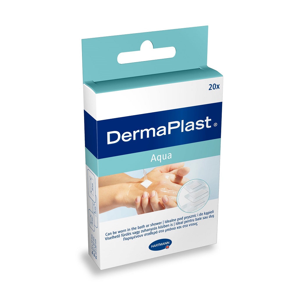 Plasturi transparenti rezistenti la apa DermaPlast (535550/535525), 20 bucati, Hartmann