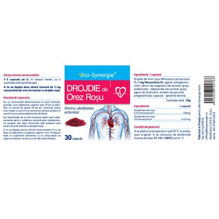 Drojdie de orez rosu, 30 capsule, Bio Synergie 705888