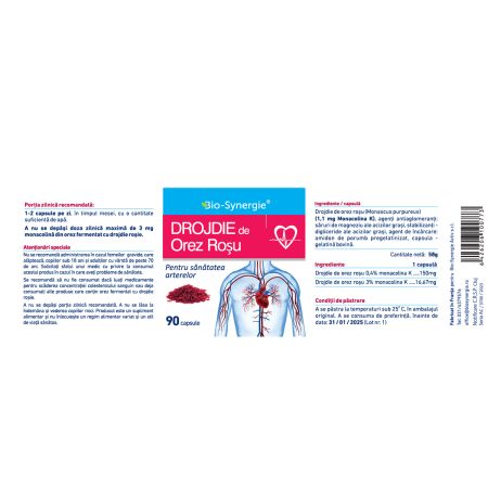 Drojdie de orez rosu, 90 capsule, Bio Synergie 705892
