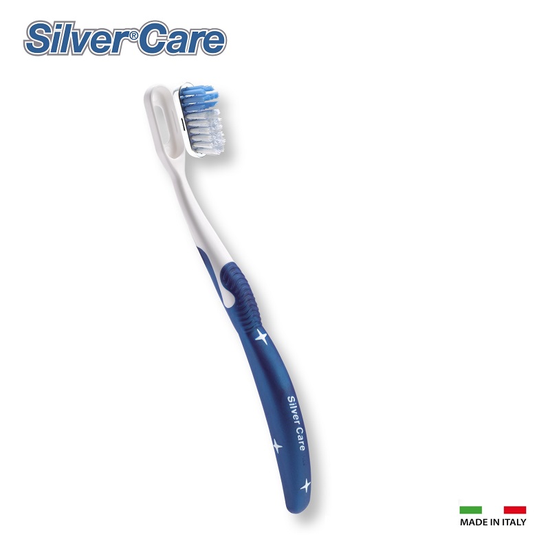 Periuta de dinti Medium Albastra + 1 rezerva interschimbabila, Silver Care