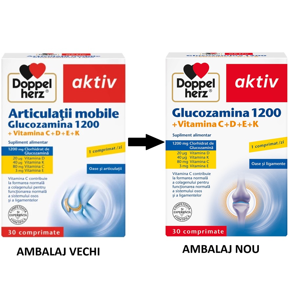Glucozamina 1200 + Vitamina C+D+E+K Aktiv, 30 comprimate, Doppelherz