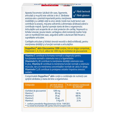 Glucozamina 1200 + Vitamina C+D+E+K Aktiv, 30 comprimate, Doppelherz 654816