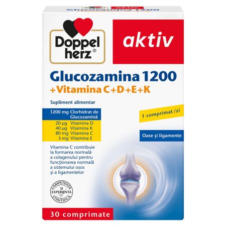 Glucozamina 1200 + Vitamina C+D+E+K Aktiv, 30 comprimate, Doppelherz 654815