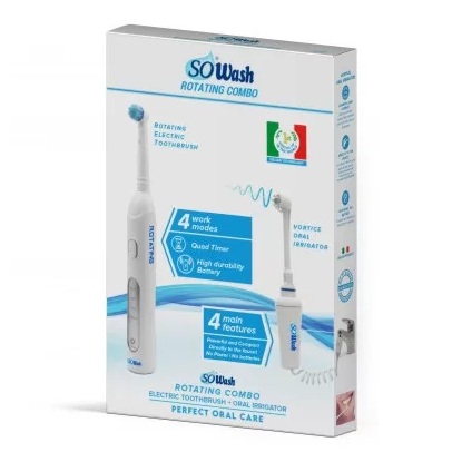 Pachet Periuta de dinti rotativa + Dus bucal pentru aparatul ortodontic Vortex, So Wash