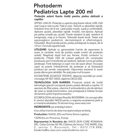 Lapte protectie solara pentru copii Photoderm Pediatrics, SPF 50+, 200 ml, Bioderma 737024