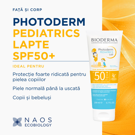 Lapte protectie solara pentru copii Photoderm Pediatrics, SPF 50+, 200 ml, Bioderma 737014