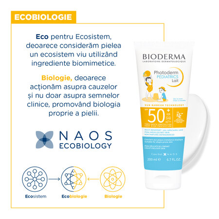 Lapte protectie solara pentru copii Photoderm Pediatrics, SPF 50+, 200 ml, Bioderma 737020