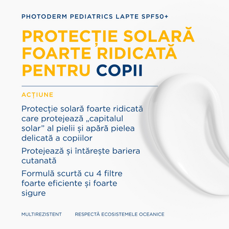 Lapte protectie solara pentru copii Photoderm Pediatrics, SPF 50+, 200 ml, Bioderma 737017