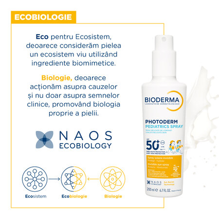 Spray protectie solara pentru copii Photoderm Pediatrics, SPF 50+, 200 ml, Bioderma 737075