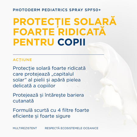 Spray protectie solara pentru copii Photoderm Pediatrics, SPF 50+, 200 ml, Bioderma 737068