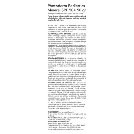 Crema minerala protectie solara pentru copii Photoderm Pediatrics, SPF 50+, 50 g, Bioderma 737051