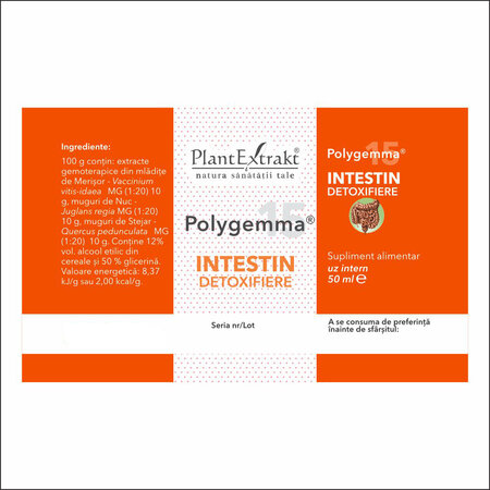 Polygemma 15, Intestin detoxifiere, 50 ml, Plant Extrakt 731824