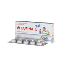 Vitamina C cu aroma de piersici pentru copii, 20 comprimate masticabile, Hyllan