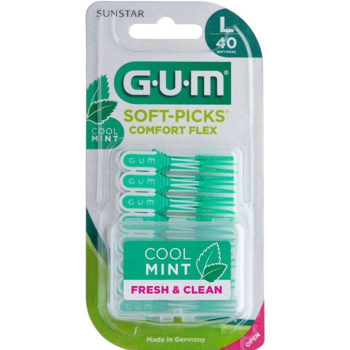 Perii interdentare cu aroma de menta Soft Picks Comfort Flex, L, 40 bucati, Sunstar Gum