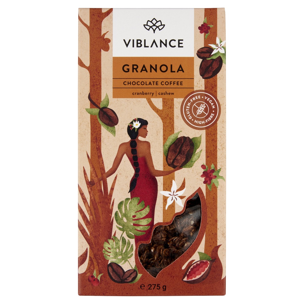 Granola cu ciocolata și cafea, fara gluten, 275 g, Viblance